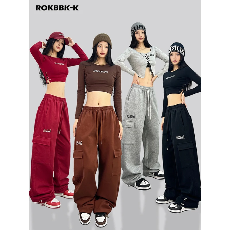 ROKBBK-K/布韩街舞潮牌多色嘻哈宽松美式休闲裤女爵士舞运动长裤