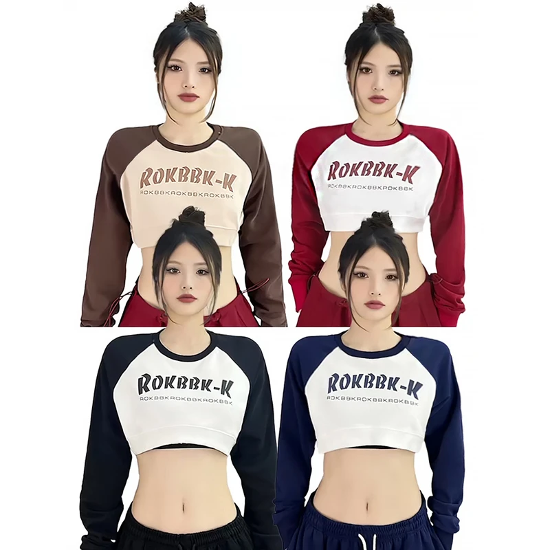 ROKBBK-K/布韩街舞潮牌短款插肩卫衣爵士舞jazz上衣套头宽松长袖