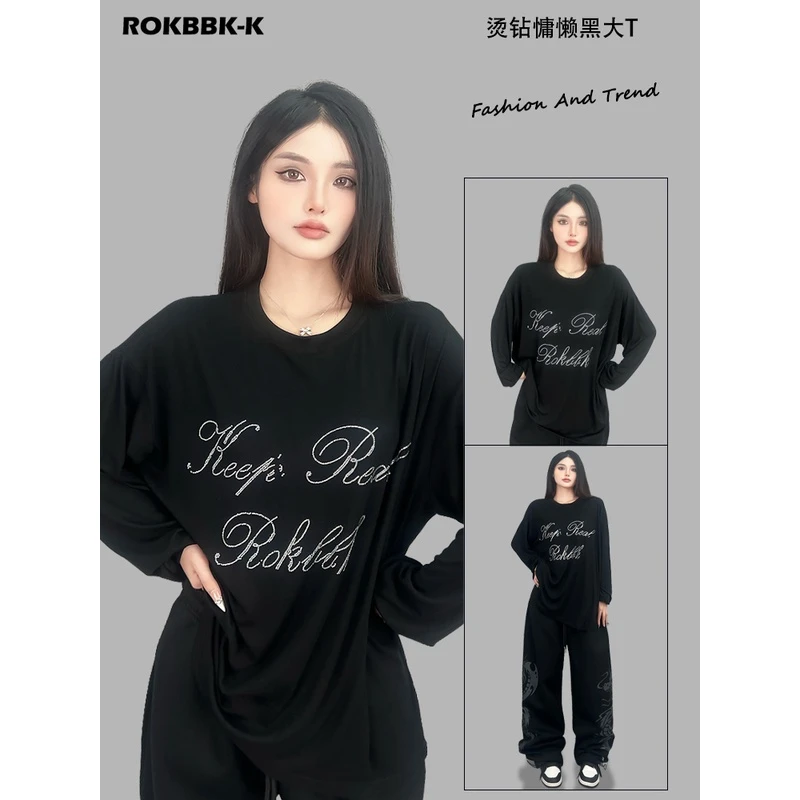 ROKBBK－K/布韩街舞潮牌烫钻慵懒运动跳舞服装女爵士hiphop上衣潮