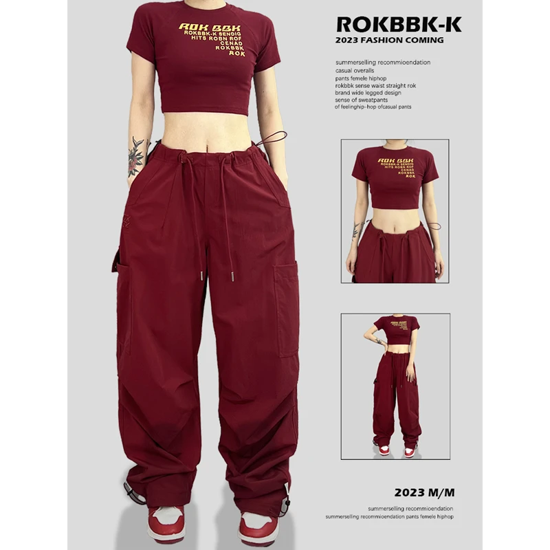 ROKBBK-K/布韩美式工装裤宽松伞兵裤街舞裤子爵士舞运动裤女休闲