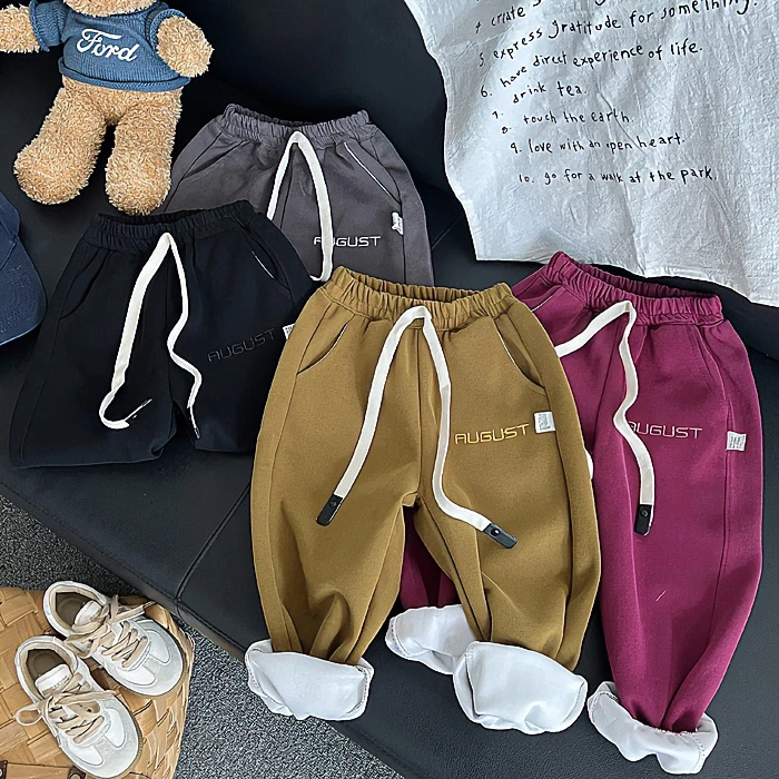 儿童运动时尚男女童外穿宽松休闲华棉刺绣韩版卫裤