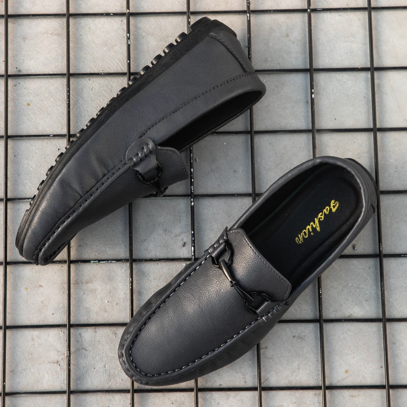 秋季男鞋2025年新款男士休闲皮鞋韩版潮鞋套脚软底软皮驾车豆豆鞋