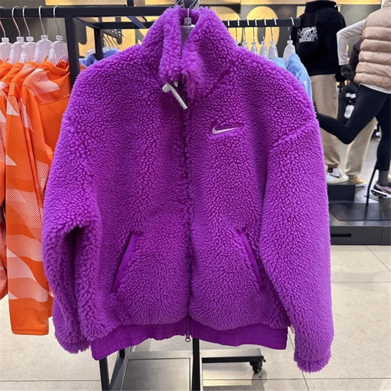 Nike耐克外套女2023秋新款立领羊羔绒短款宽松休闲夹克DR5629-551