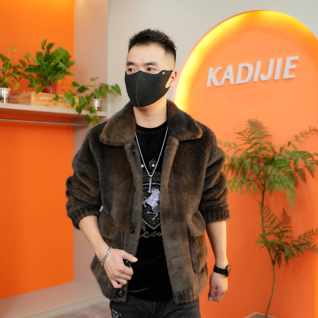 【十字纹外套】潮流时尚男款翻领保暖男装短款宽松冬季双面穿男夹克