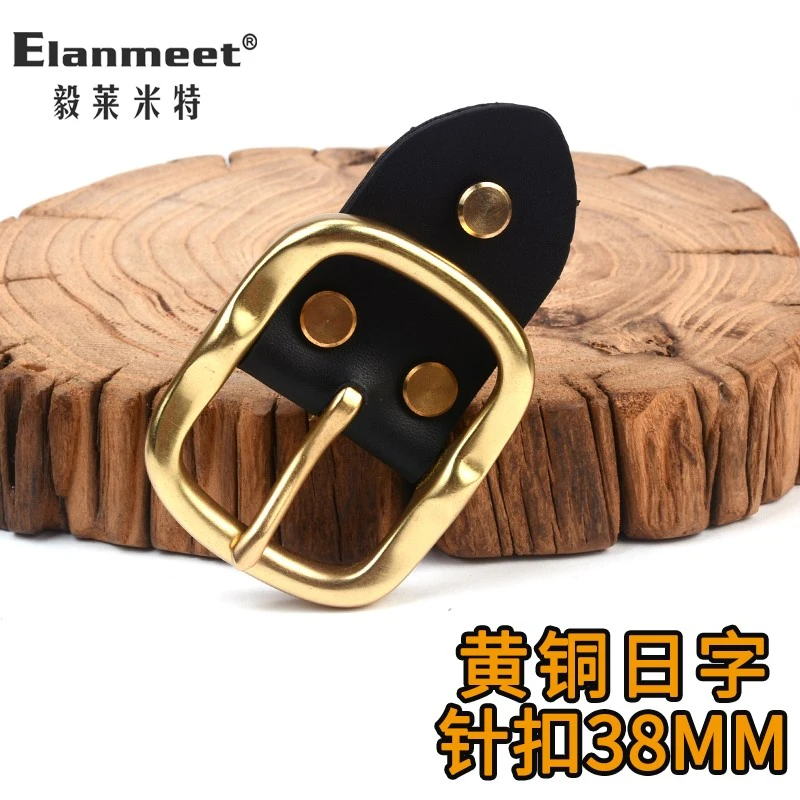 Elanmeet实心黄铜皮带扣头皮带扣男士针扣腰带扣适合3.8cm