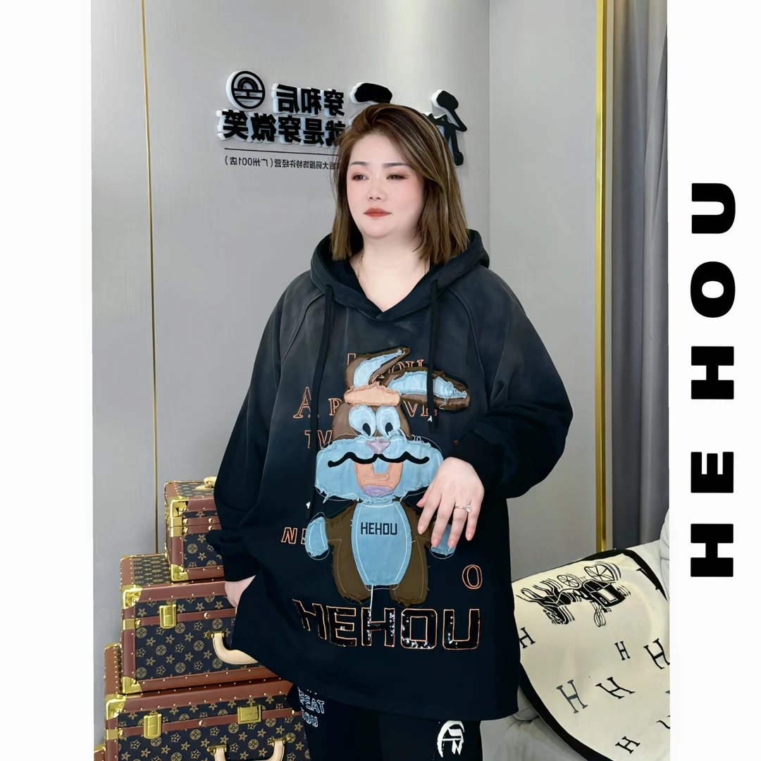 52178 和后大码 秋冬时尚连帽卡通长袖显瘦宽松潮流百搭卫衣