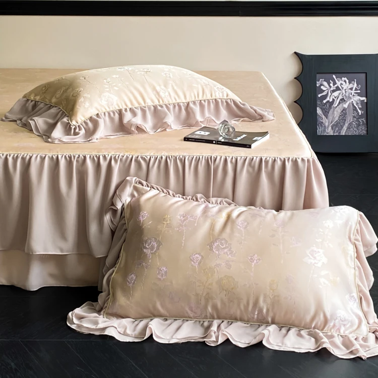 小冲冲【玫瑰恋曲】法式浪漫复古透气加密加厚雪纺冰丝凉席