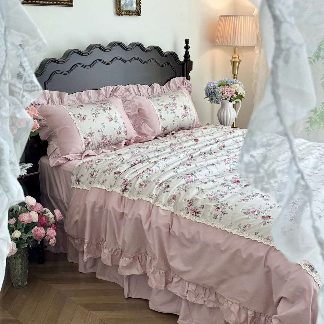 玉兰姐姐【卡蜜儿四件套】法式公主花边全棉四件套夏季裸睡四季款