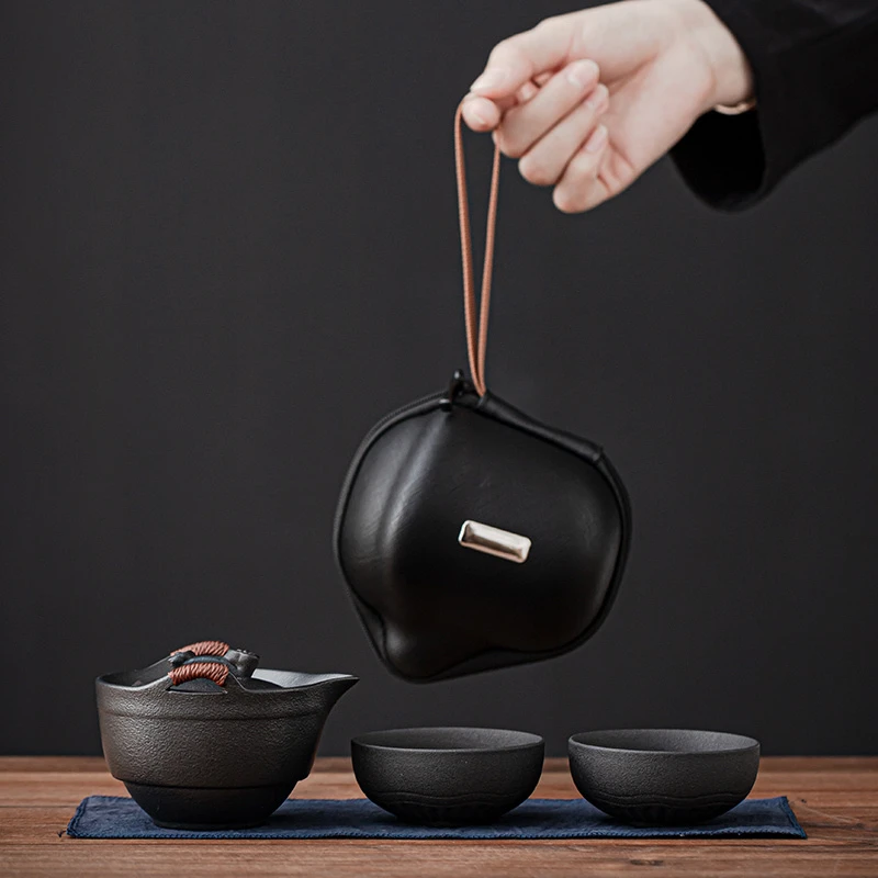 户外便携式旅行茶具套装办公单人茶杯泡茶壶快客杯日式防烫手抓壶