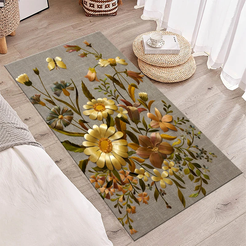 【水晶绒】太阳花100X160厘米客厅卧室床边家用防滑吸水长方形地毯