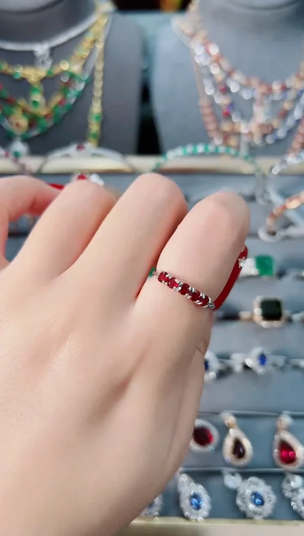 【闪购商品】石榴石戒指银S925镶嵌·