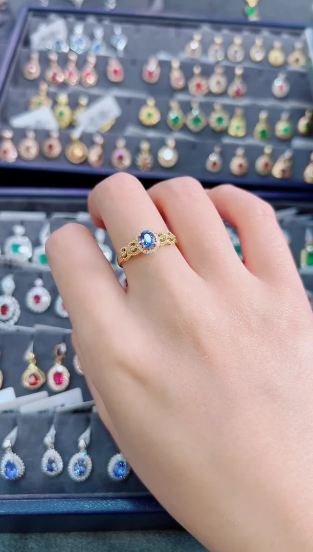 【闪购商品】蓝宝石戒指18K金镶嵌·