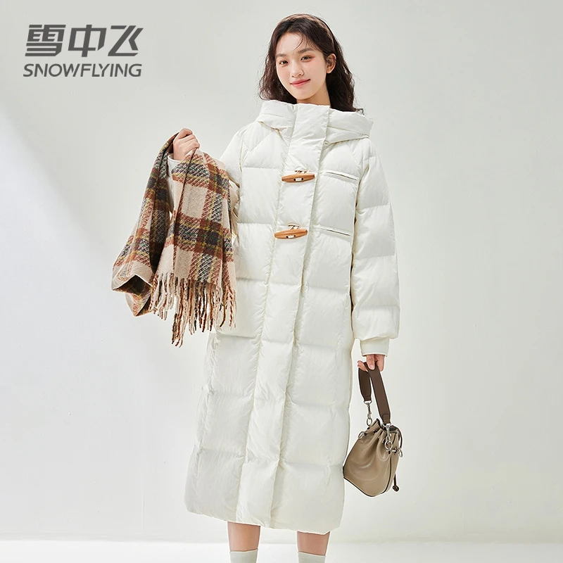 雪中飞【极寒系列】新中式牛角扣羽绒服2024年新款宽松女士加厚外套