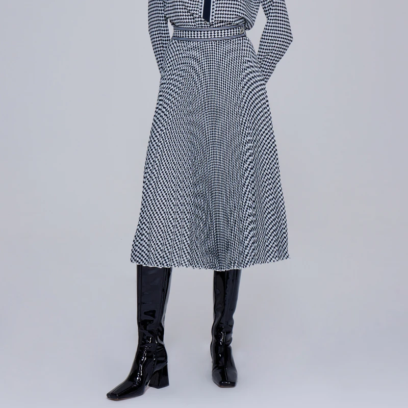 OBEG欧碧倩千鸟格纹百褶半身裙单裙连衣裙10443014