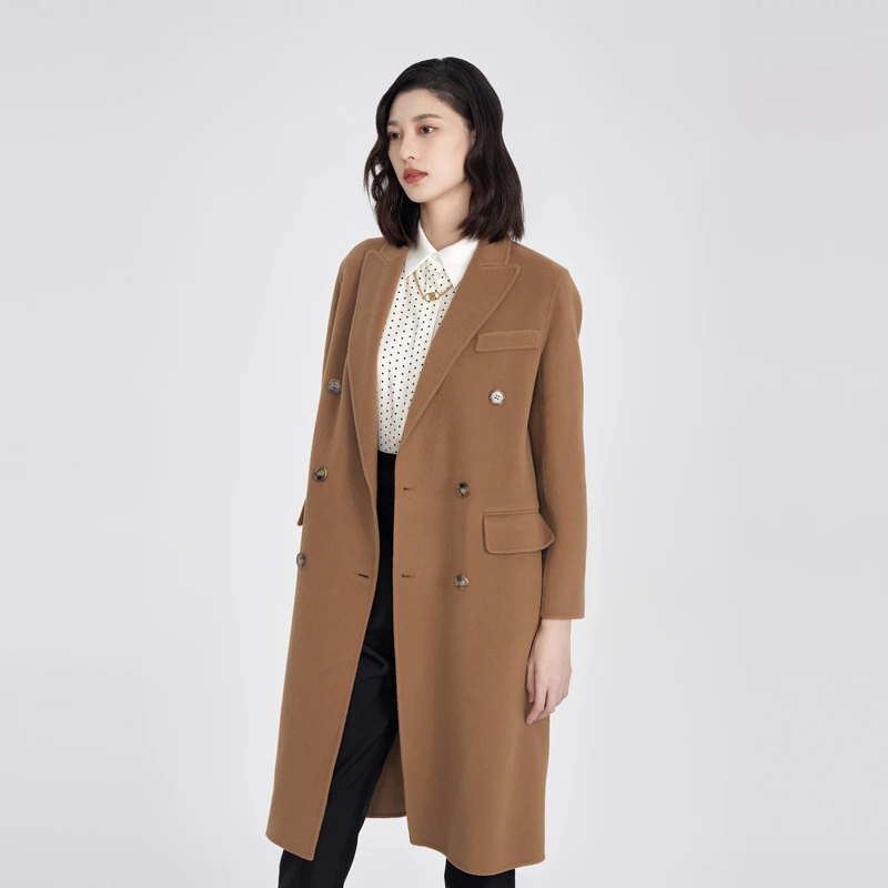 OBEG欧碧倩冬双排扣简洁大衣外套女装休闲气质西服通勤50444559