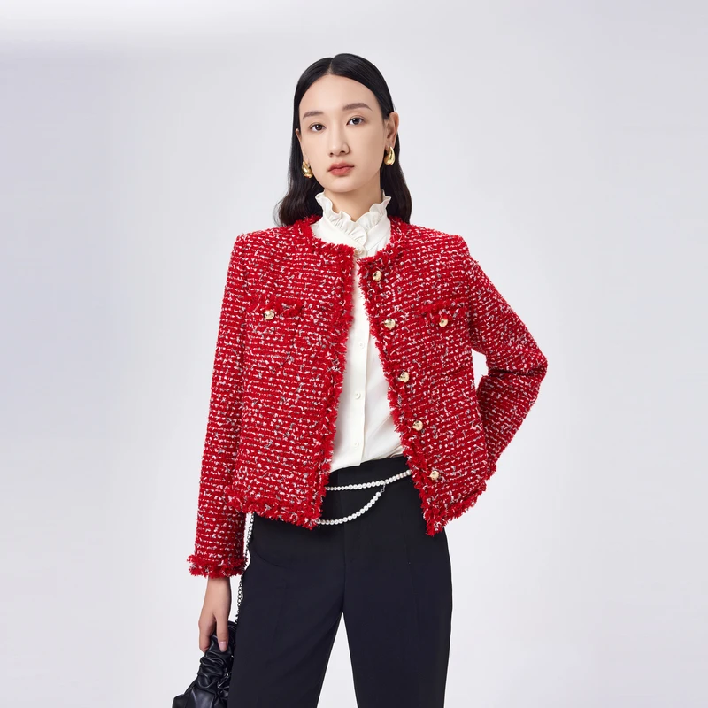 OBEG欧碧倩小香编织上衣女外套50481500