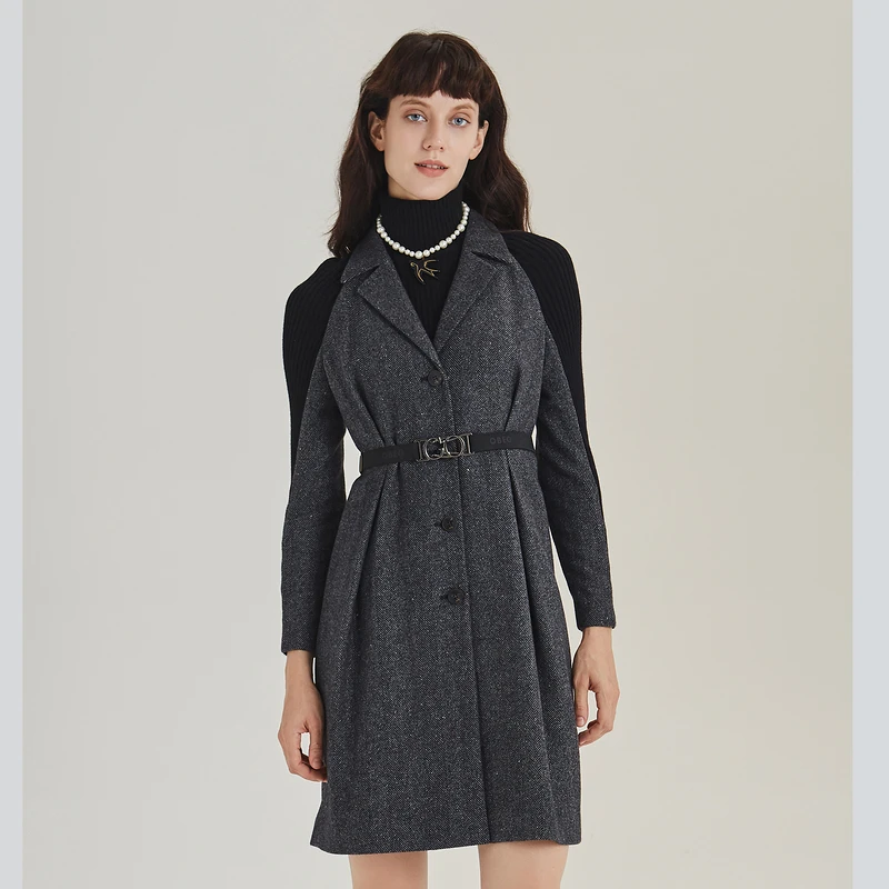 OBEG欧碧倩撞色拼接女士气质时尚修身秋冬直身裙10404166