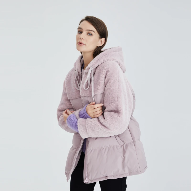 OBEG欧碧倩拼接连帽羽绒服10424186