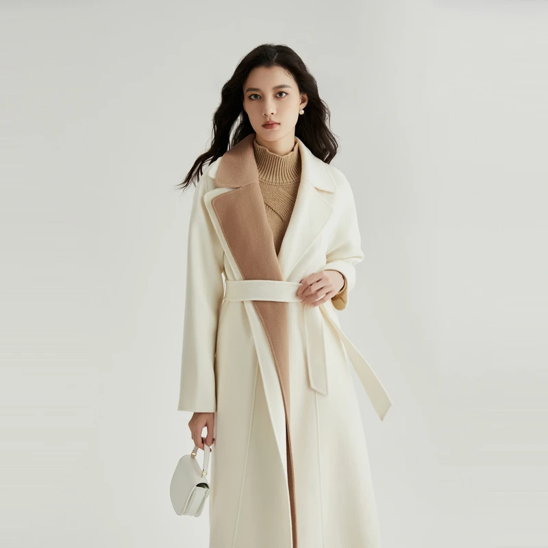 OBEG欧碧倩冬季不对称系带可脱卸大衣50464543