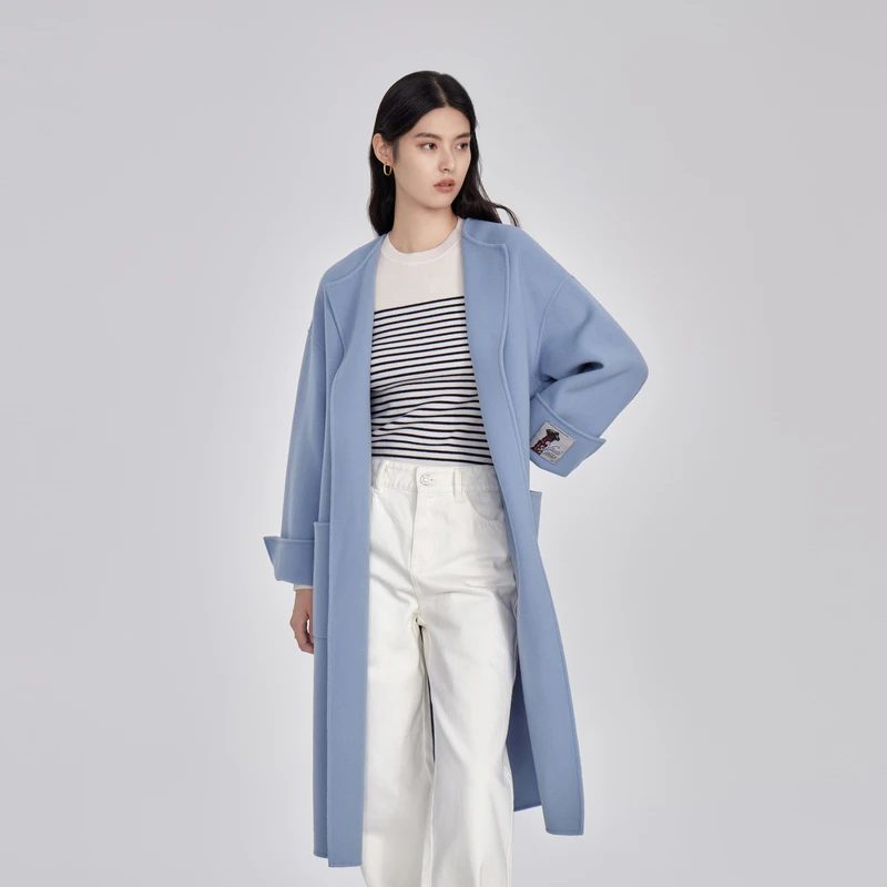 OBEG欧碧倩冬季简约系带中长大衣10444028