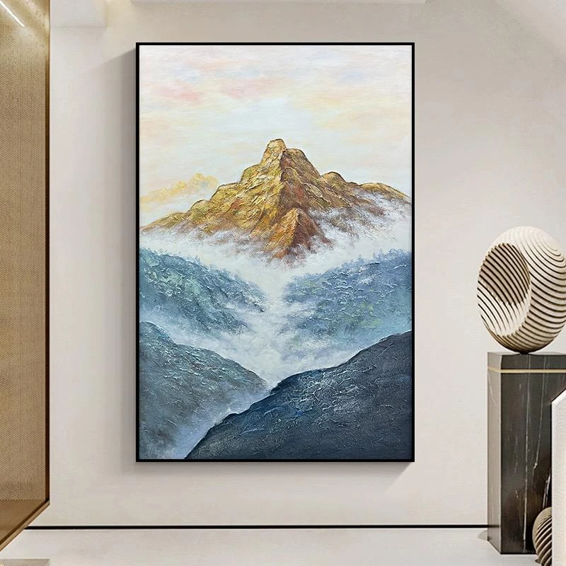 《金山》现代轻奢手绘油画抽象玄关装饰画客厅沙发背景墙挂画