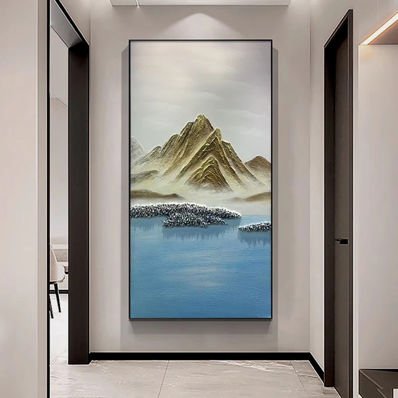 《背靠金山2》纯手绘油画现代简约玄关挂画客厅发背景墙装饰画落地
