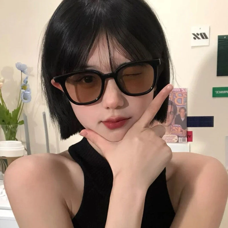gm黑框茶色墨镜女夏高级感ins网红2024年新款潮大脸显瘦太阳眼镜