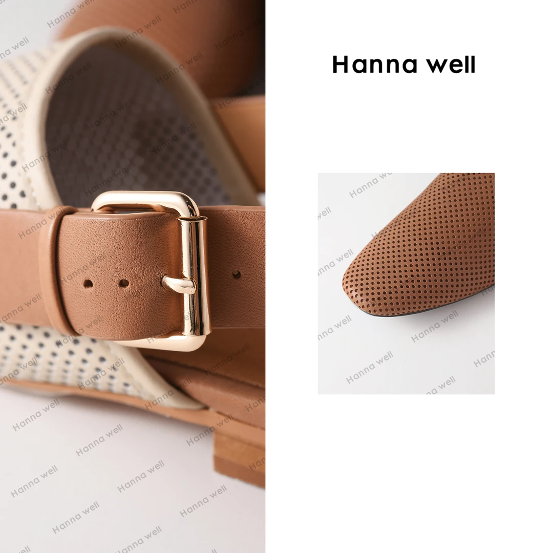 妞子与墩子 “复古奶奶鞋”牛皮羊皮鹿皮透气法式包头凉鞋 XZ4B4416