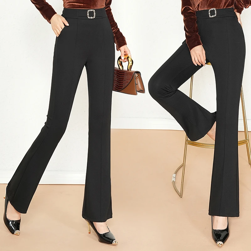 2024秋季百搭微喇裤高腰显瘦喇叭裤韩版修身微喇阔腿裤女裤