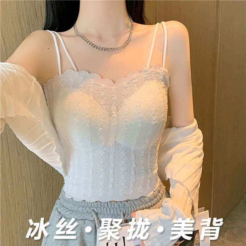 新款法式美背性感内衣 搭蕾丝吊带短款百搭裹胸显瘦抹胸露背文胸