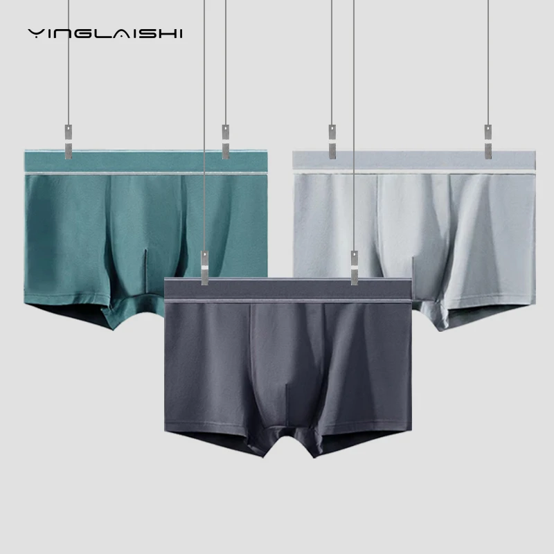 英莱仕4条装男士内裤男50支长绒棉宽边无缝平角内裤
