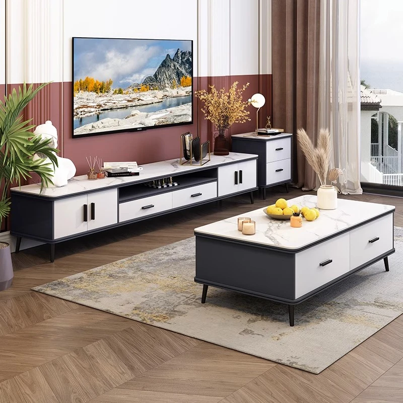 整装储物岩板茶几电视柜组合桌大小户型方形现代简约家用长方形