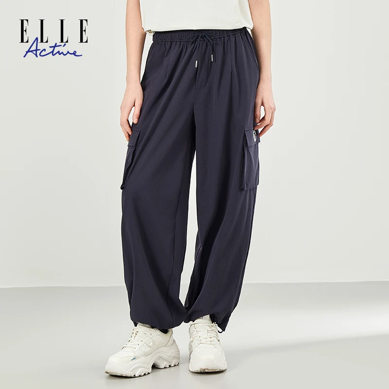 ELLE Active【降落伞裤】新款宽松束脚裤女士休闲长裤运动裤子