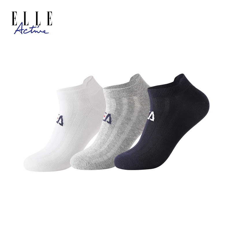 ELLE Active三双装经典短筒男袜百搭舒适袜子男士夏季休闲低帮袜