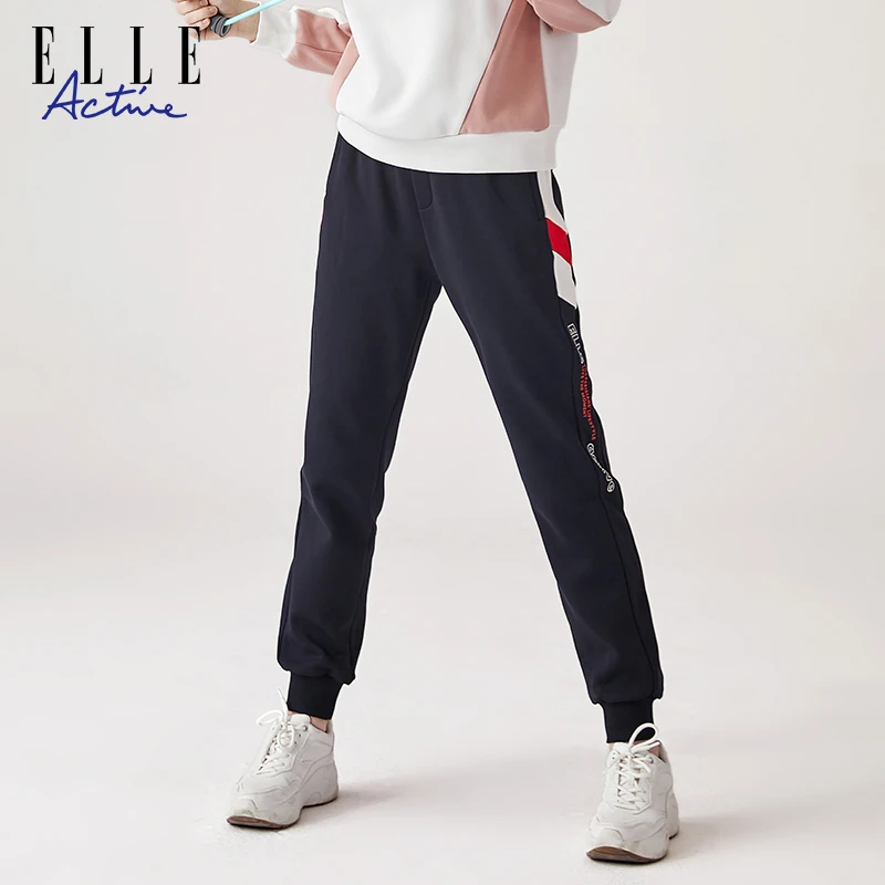 ELLE Active女装裤子时尚新款冬款加绒保暖休闲运动裤长裤舒适潮