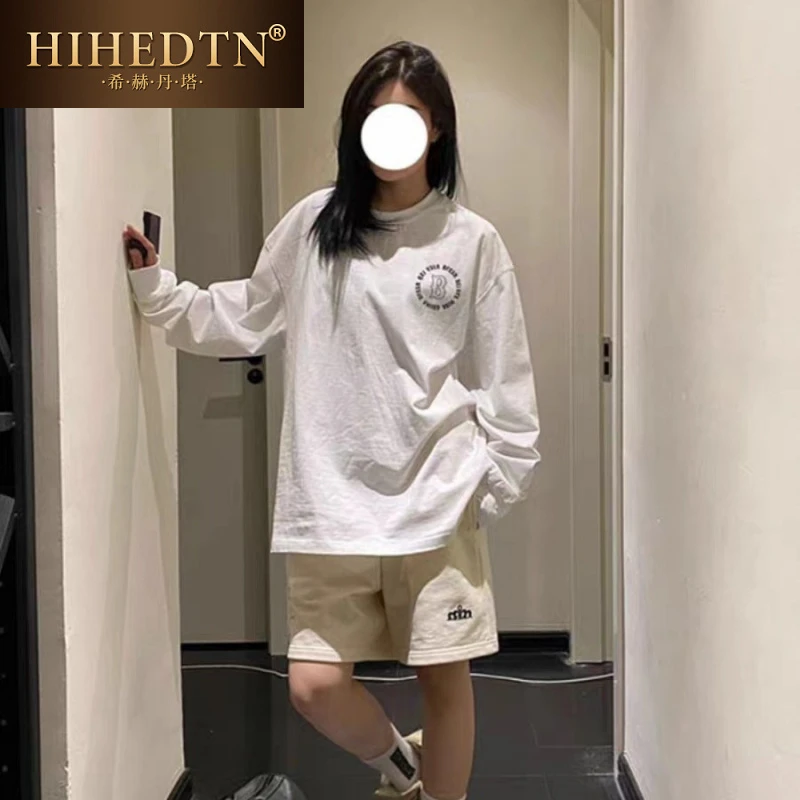 美式复古长袖圆领春秋大码纯棉T恤女装时尚休闲百搭宽松潮流