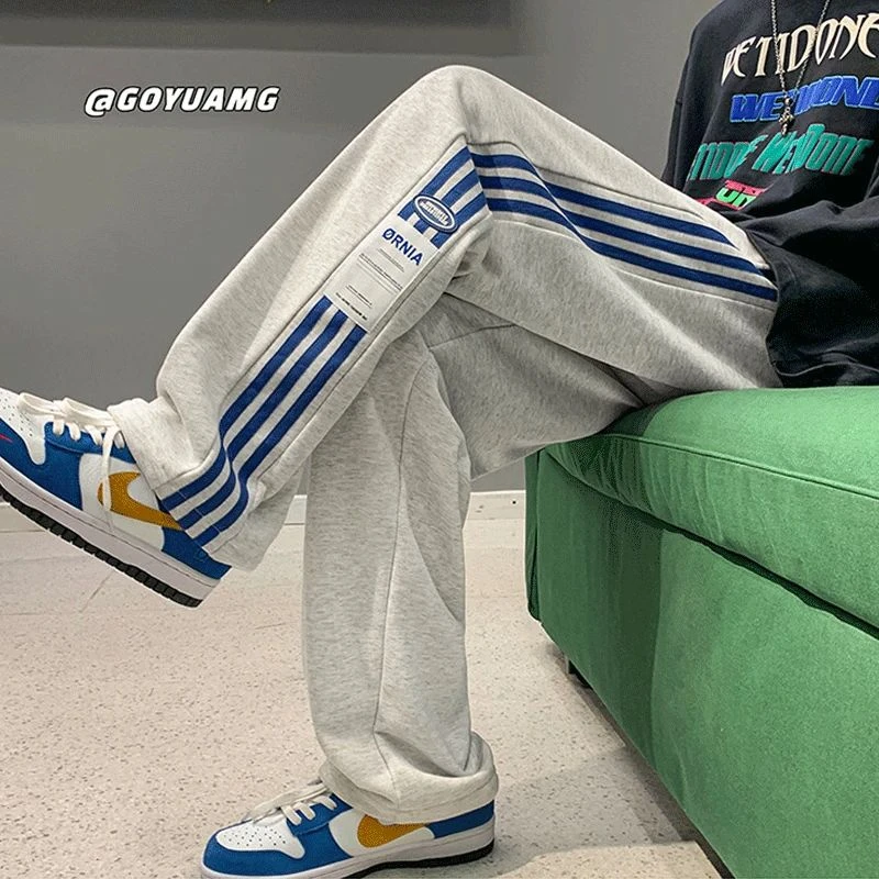 美式高街裤子男款春秋季潮牌男生休闲运动卫裤青少年宽松直筒长裤