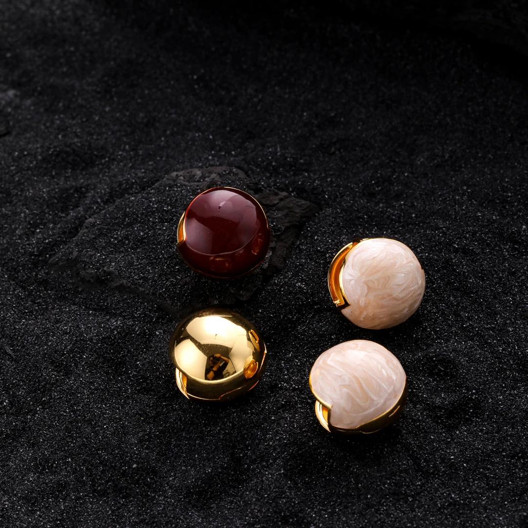 925银耳饰 [相思红豆]E22322滴釉圆形灯泡耳扣女双面耳环一款三戴