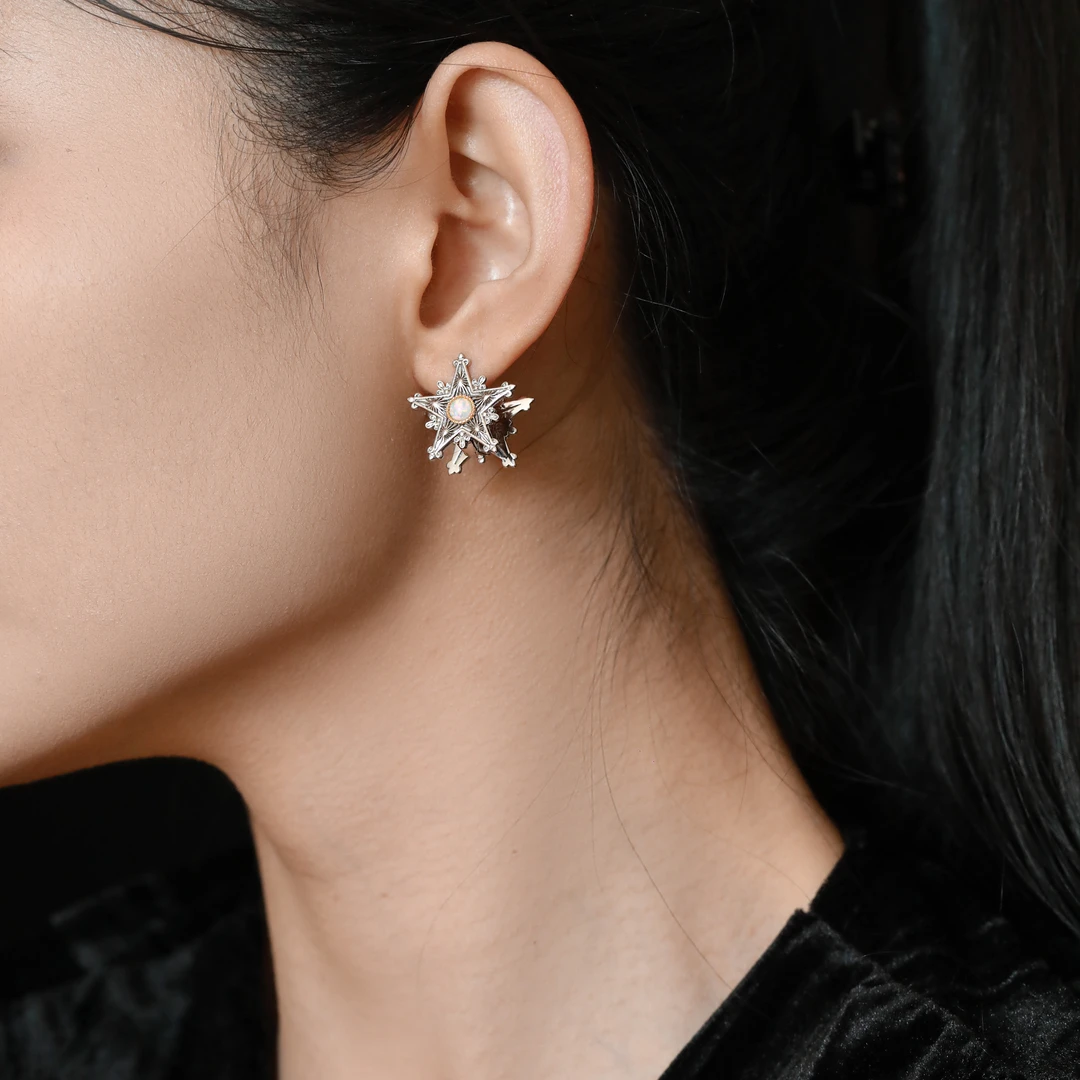 925银耳饰  E19968DZ 星辉五角星星耳扣