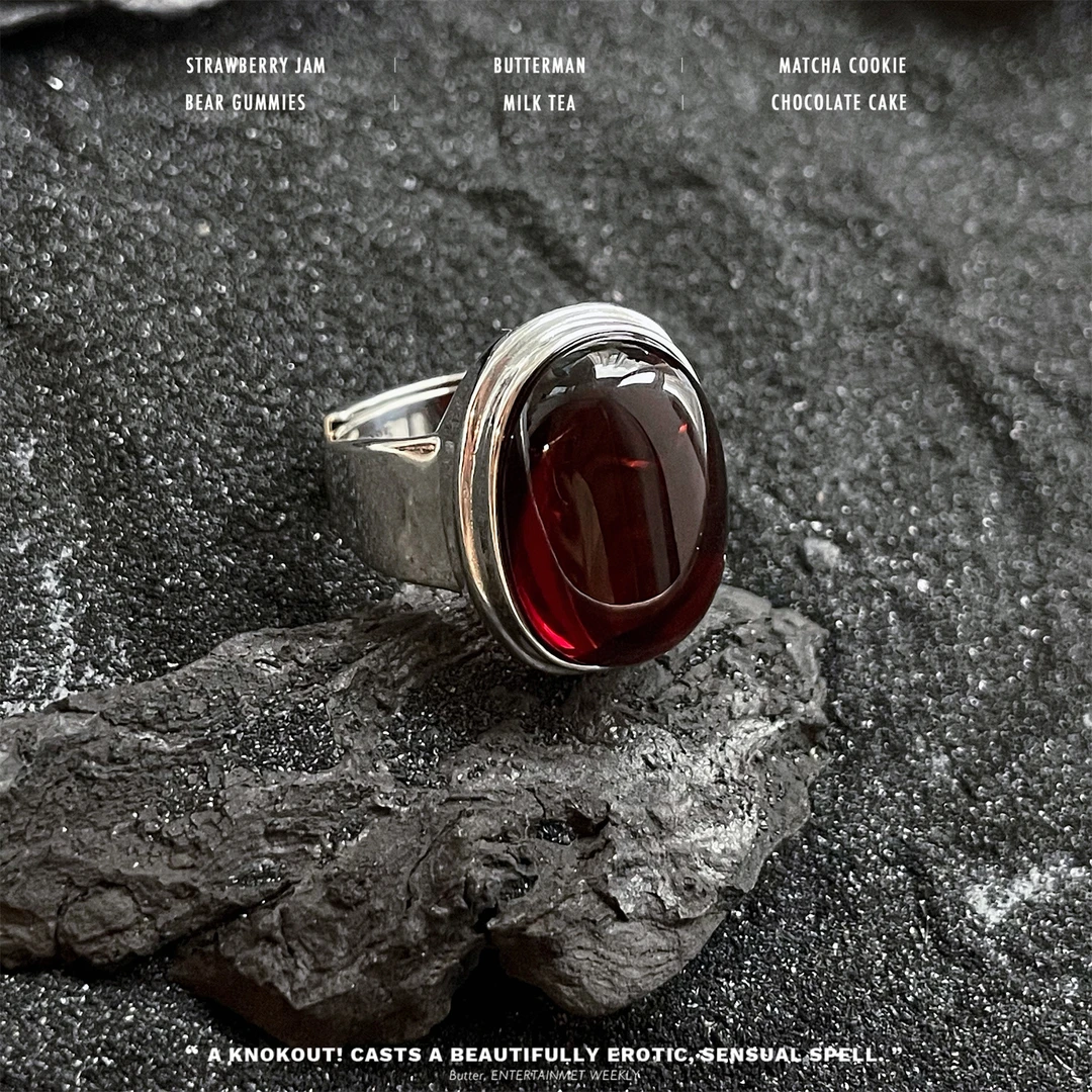 925银戒指 J10199<珀珀>椭圆大食指戒指女复古时尚简约银首饰