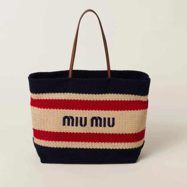 全新未使用 MIU MIU/缪缪  24新款夏季编织菜篮子 购物托特包