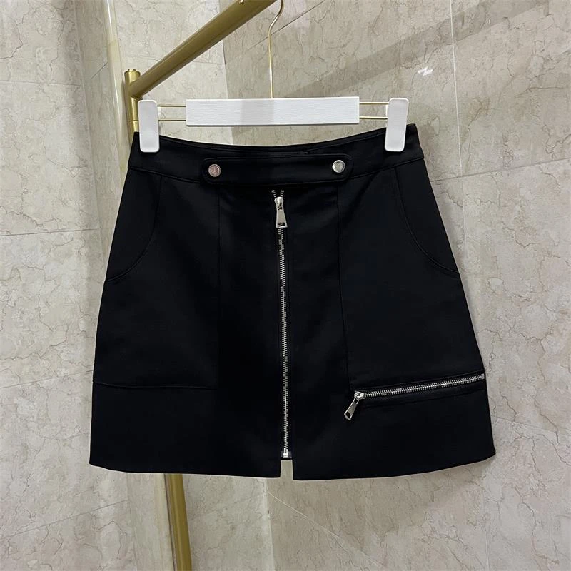 春季新款黑色短裙A字裙高腰显瘦半身裙