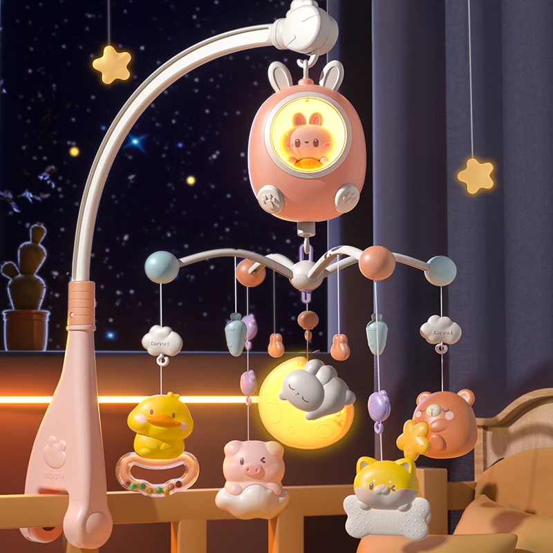 婴幼儿宝宝床头摇铃婴儿车旋转益智吊挂床铃安抚夜灯挂件悬挂玩具