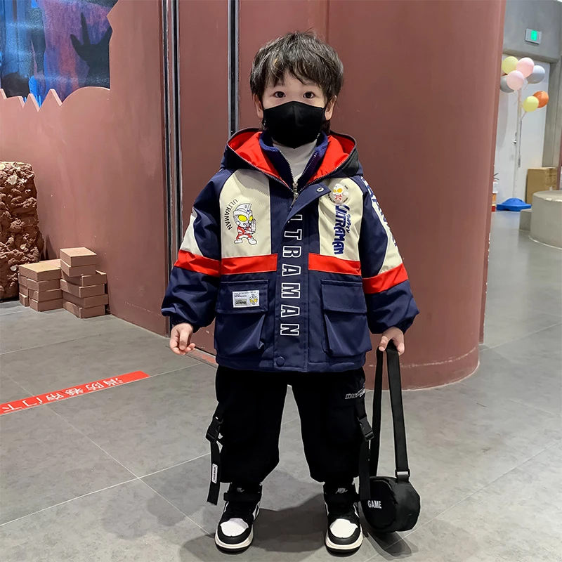 奥特曼衣服男童夹棉外套秋冬2024新款儿童三合一冲锋衣宝宝冬装潮