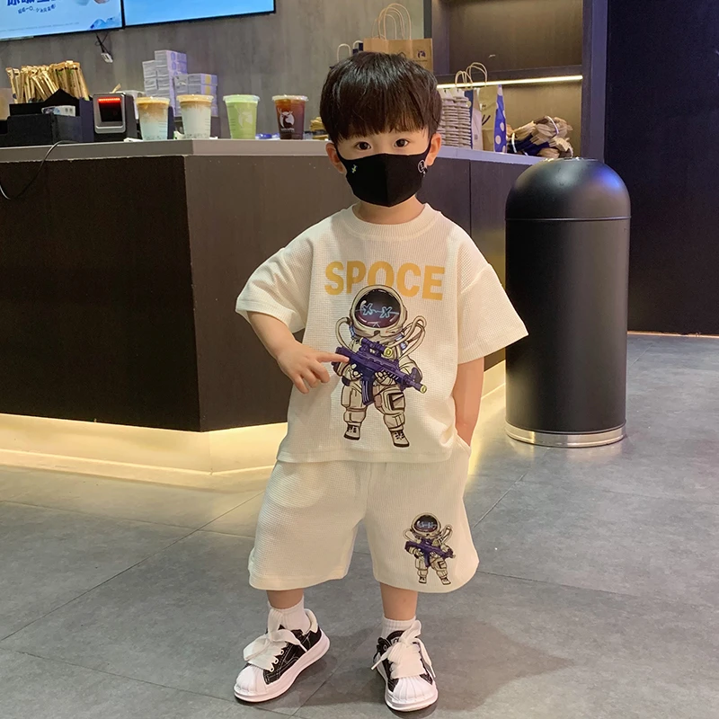 男童夏装卡通儿童短袖套装2025潮帅小孩洋气中大童休闲两件套