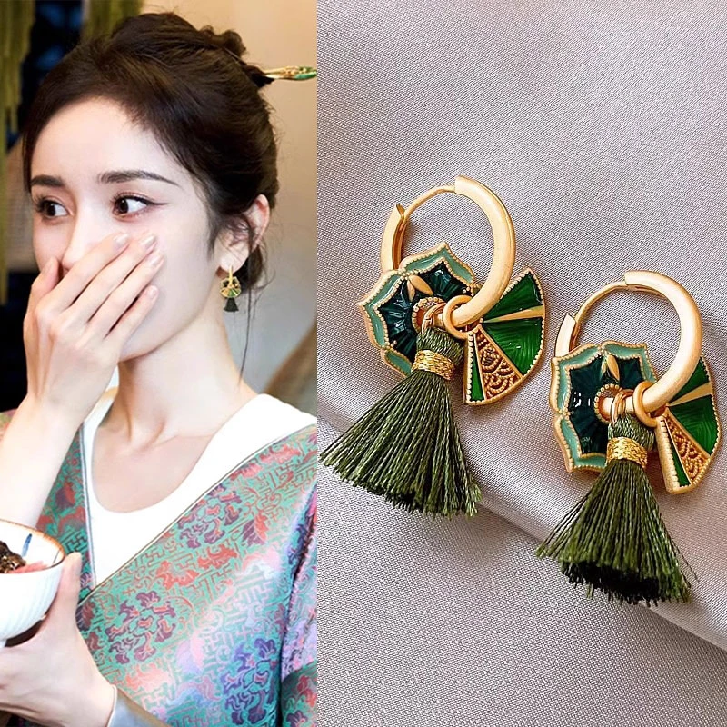 新中式复古耳环女轻奢高级感耳钉2024新款爆款独特气质国风耳饰潮
