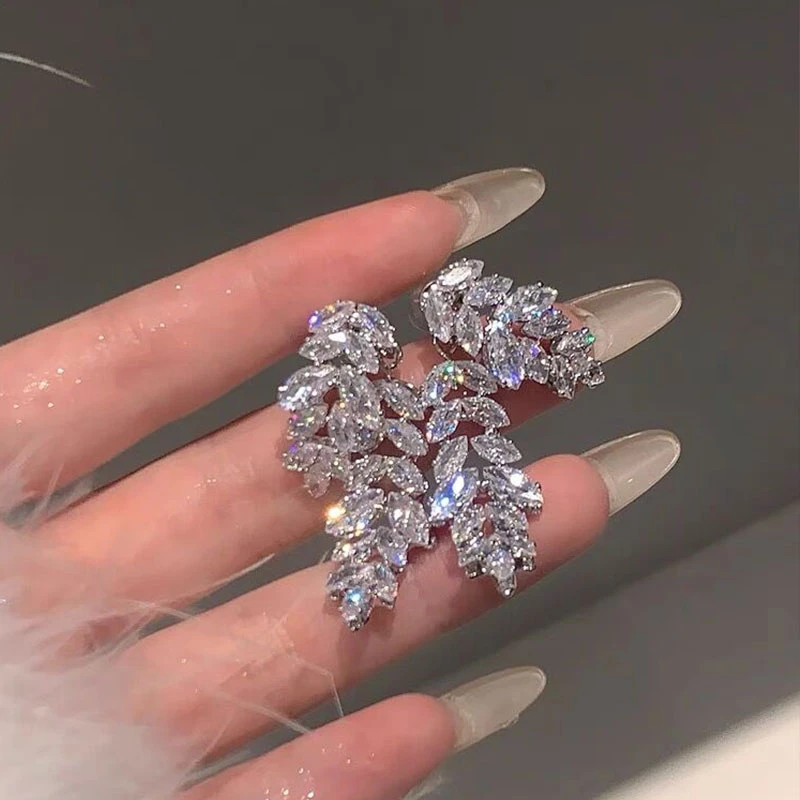 银针耳饰 树叶耳环女小众高级感前后戴耳钉优雅轻奢耳饰潮3432