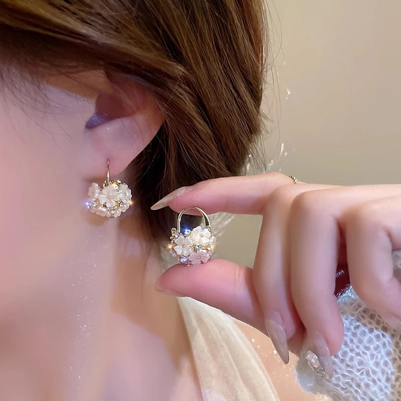 日韩轻奢花朵耳环高级感小香风花篮耳坠新款潮时尚独特耳饰4213