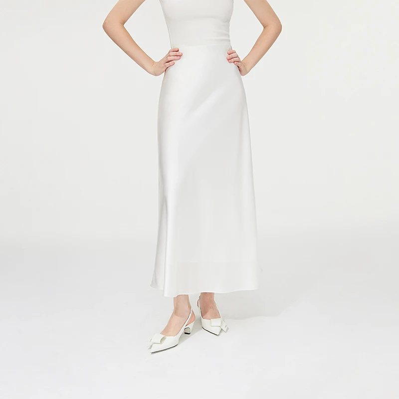 范思蓝恩轻奢时光高级质感醋酸光泽2024秋装新款半身裙24FS13073