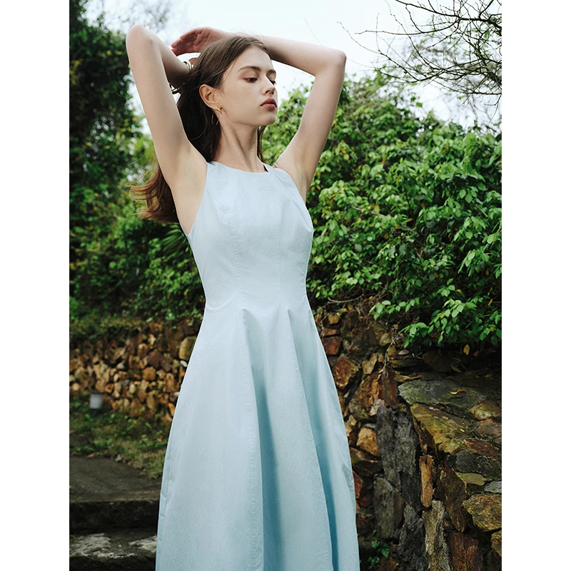 气质通勤无袖显瘦夏新款短袖海边腰精裙24FS新款潮牌女装